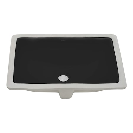 Ruvati 17 x 12 inch Undermount Bathroom Vanity Sink Black Rectangular Porcelain Ceramic with Overflow RVB0718BK